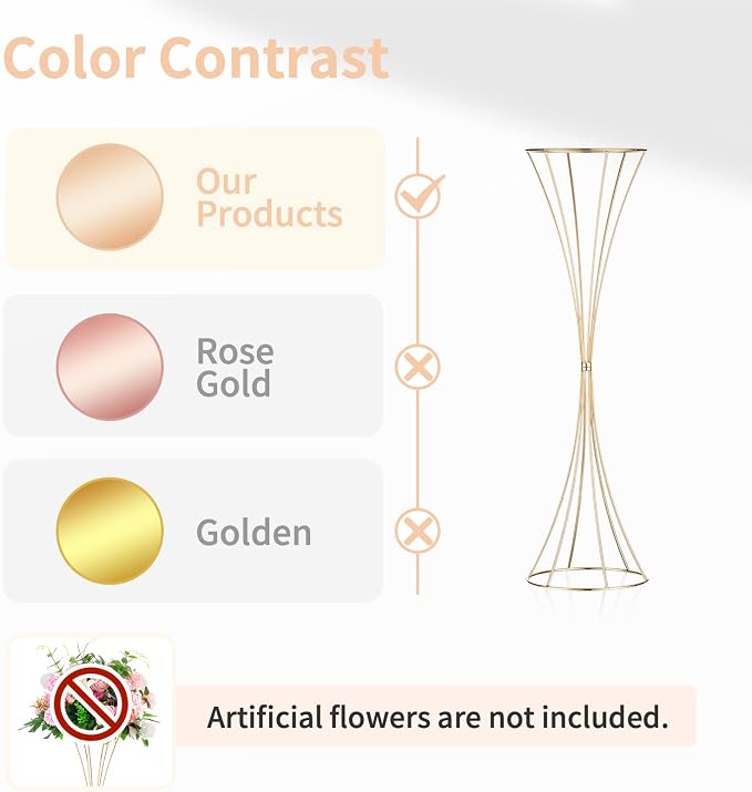 NUPTIO 10 Pcs Gold Centerpieces for Table Wedding, 31.1in Tall Metal Trumpet Vase, Road Lead for Wedding Party Dinner Centerpiece, Flower Stand for Christmas Anniversary Birthday Home Decoration