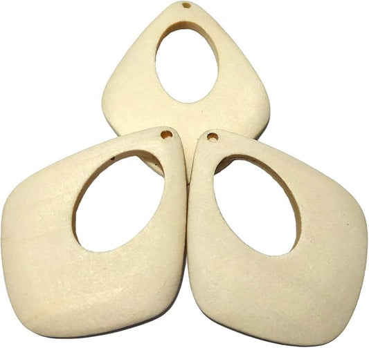50pcs Unfinished 4.4cm Wooden Simple Drop Earring Dangle Water Drop Charms for Women Wood Pendants Crafts DIY Jewelry Making