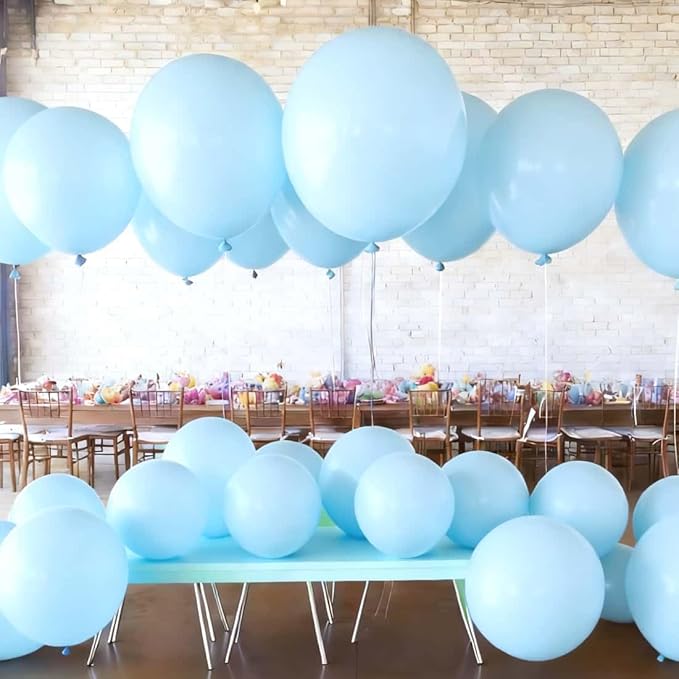 50 Pcs Light Blue Balloons Kit 18 24 36 Multi Sizes Pastel Blue Giant Balloon, Use for Pool Party Birthdays Baby Shower Gender Reveal Party Decoration