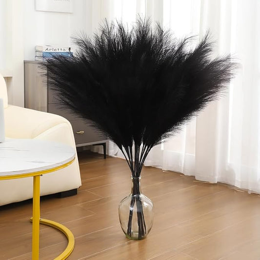 43" Black Pampas Grass Tall - 8 PCS Faux Pampas Grass Decor Artificial Pampas Grass Bouquet Flower Arrangement and Vase Filler for Wedding Boho Home Baby Shower Mothers Day Decoration