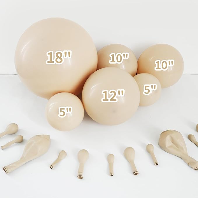 Double Stuffed White Sand balloons Different Size 115Pcs 5/10/12/18 Inch Sand White Balloon Garland Arch kit for Birthday Wedding Baby Shower Bridal Shower Neutral Party Decorations
