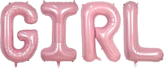 Pink Letter Balloon GIRL, 40 Inch Big Pastel Pink Foil Helium Alphabet Letter Customize Name Balloons, Giant Self Inflating Mylar Pearl Pink Letter A Balloons for Baby Shower Birthday Anniversary
