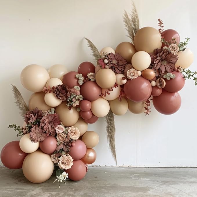 Boho Balloons Pink Nude Balloon Garland Double Stuffed Matte Cream Dusty Rose Balloon Arch Kit for Birthday Baby Showers, Wedding, Bridal, Baptism, Love Party Decorations