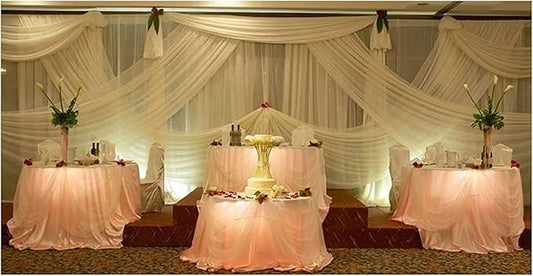 New Star Fabrics Sheer Voile Fabric Draping Panels, 120" Wide (10ft Wide), Perfect for Draping Panels, Wedding Decor & Special Events - Fabric by The Yard (Ivory, 3 Yards)