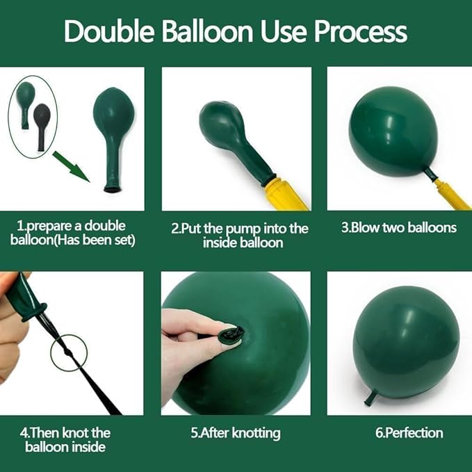 Dark Green Balloon Garland Arch Kit Double Stuffed Emerald Green Latex Balloon Different Sizes 18 12 5In for Birthday Baby Shower Anniversary Graduation Party Decoration