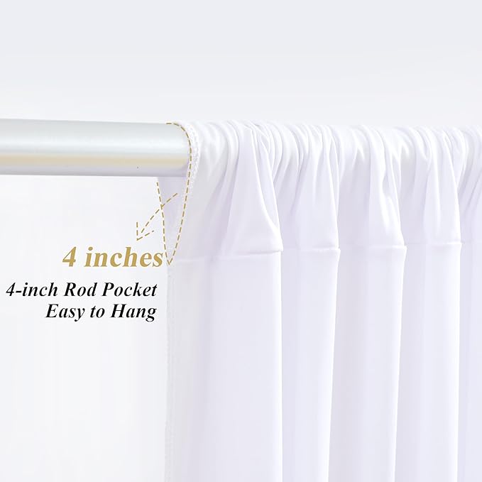 20x10ft White Backdrop Curtains with Lights Photo Drapes Wrinkle Free Fabric Backdrop Curtain for Wedding Birthday Party Baby Shower Bridal Shower Home Party Background Decorations