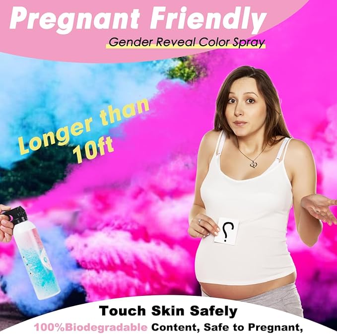 Gender Reveal Giant Size Fire Extinguisher 2 Packs Large 100% Biodegragable Pink Smoke Spray Color Powder Smoke Bomb | Blasts 10+ Feet 700g| Baby Gender Reveal Party Decorations & Ideas