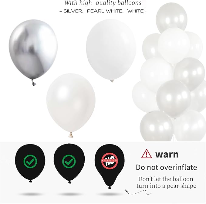 Balloon Column Kit for Floor-Balloon Columns with Stand, Base and Pole,Balloon Tower Backdrop Decoration for Wedding, Baby Shower, Birthday Party, or Bachelorette Parties (Silver White)