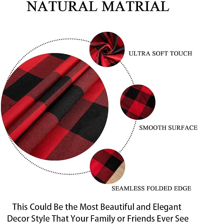 ShinyBeauty Checked Tablecloth Rectangle 54x80-Inch Red and Black Buffalo Plaid Tablecloths Washable Cotton Table Cover Gingham Tablecloth for Dining Rustic Lattice Table Cloth Farmhouse Linen