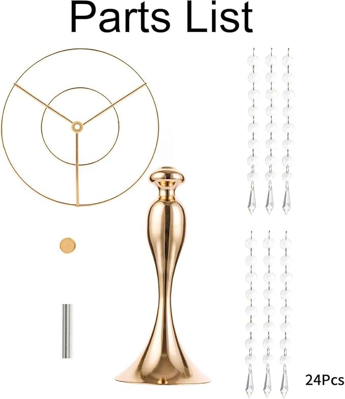 Gold Vases for Centerpieces, 10.2in Crystal Flower Arrangement Stand, Wedding Centerpieces for Tables, Tall Metal Flower Vase Holders for Wedding, Event, Reception, Birthday, Home Decor, 10 Pcs | High End Crystal Design Vase Stand for Wedding Party Rec...