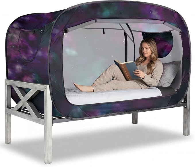 ANC POP Bed Tent Full Bed Canopy Portable Dream Tent for Adult Indoor Sleeping Tents with 2 Doors Breathable Private Space Tents, Galaxy
