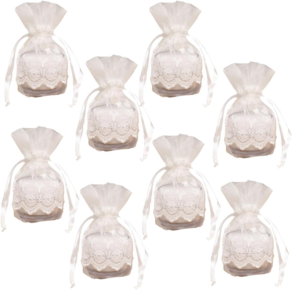 Ewanda store 10Pcs Lace Organza Drawstring Bags White Butterfly Lace Bag for Wedding Christmas Birthday Party Favors Jewelry Pouches