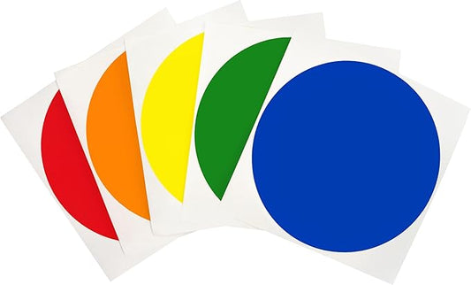 ChromaLabel 4 Inch Circle Sticker Labels, Easy to Write On Round Sticker Label, Removable Sticky Dots - 100 Color Coding Labels per Variety Pack, 5 Assorted Colors Dot Stickers