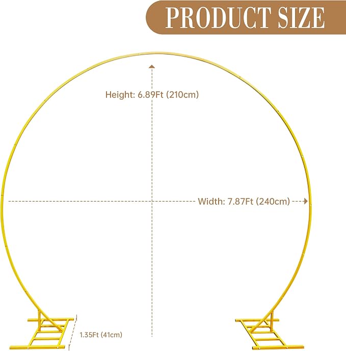 Round Balloon Arch Backdrop Stand Wedding Arch Frame 8FT Gold Metal Circle Backdrop Stand,Bridal Shower Anniversary Booth Background Decoration