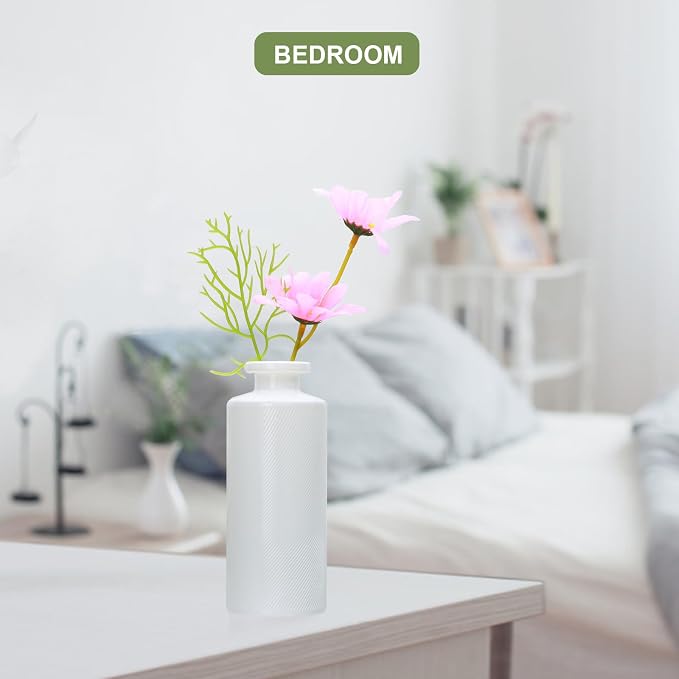 Glass Bud Vase Set in Bulk, 9pcs Mini Vintage Flower Vases for Wedding,White Relief Vase for Centerpieces,Home Table Flower Decor, Party Decorations