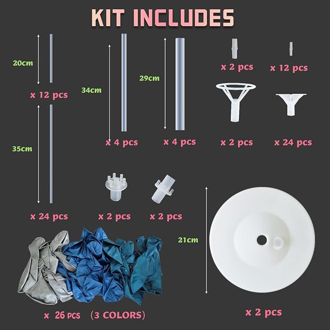 Balloon Column Kit for Floor-Balloon Columns with Stand, Base and Pole,Balloon Tower Backdrop Decoration for Wedding, Baby Shower, Birthday Party, or Bachelorette Parties (BLUE SILVER)