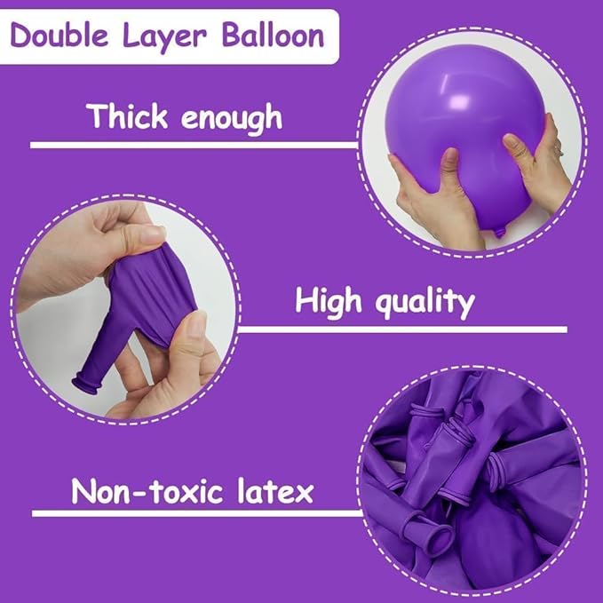 Dark Purple Balloons-Double Stuffed Lavender Balloon Garland Different Sizes Latex Deep Purple Balloon Arch Kit for Birthday Baby Shower Anniversary Wedding Party Decorations