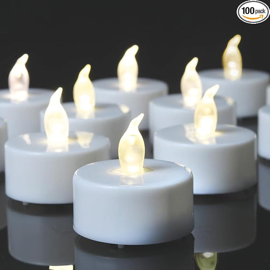 Tea Light, 100 Pack Flameless LED Tea Lights Candles Flickering red 200+ Hours Battery-Powered Tealight Candle. Ideal for Party, Wedding, Birthday, Gifts and Home Decoration
