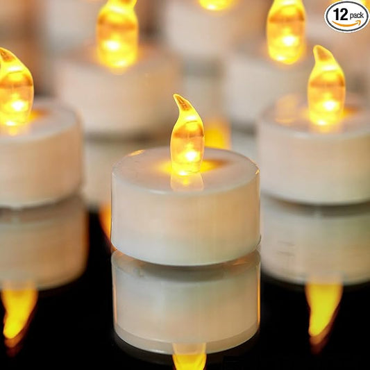 YIWER Battery Tea Lights Candles - LED Tea Lights 200 Hours Pack of 12(Warm Yellow)