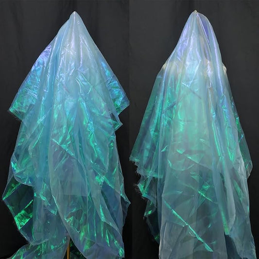 3.3 Yards Light Blue Iridescent Organza Fabric - 59" Wide | Sheer Shiny Organza for Wedding Decorations, Party Supplies, Fairy Costumes, Doll Clothes, Craft & Sewing Projects