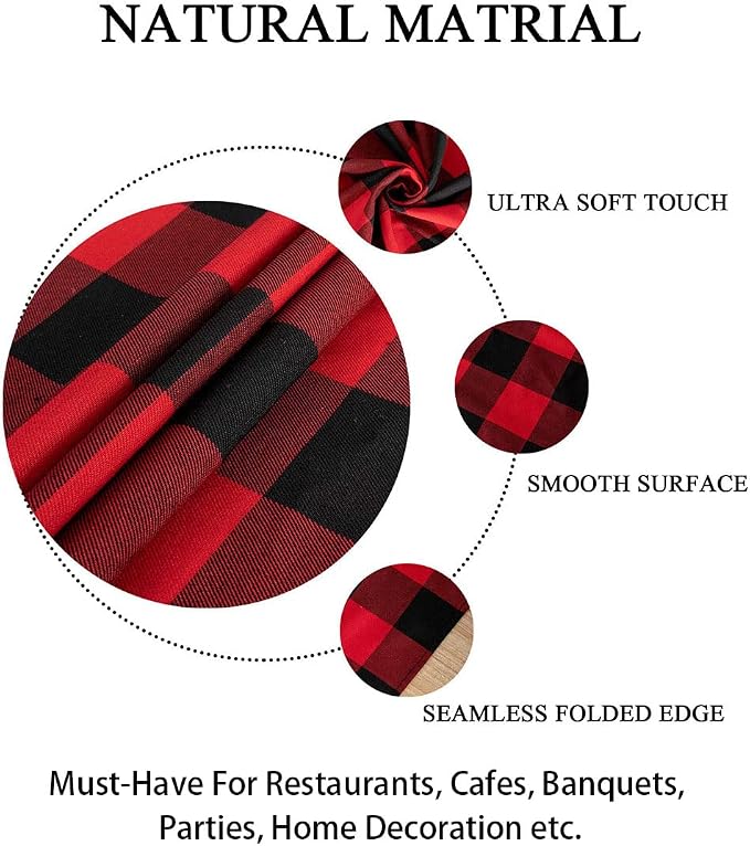 ShinyBeauty Rectangular Tablecloth 60"X120" Red and Black Checkered Tablecloths Cotton Table Linen Farmhouse Picnic Buffalo Plaid Table Cloth