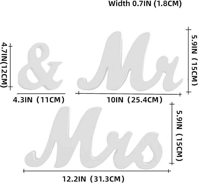 VIOPVERY Mr and Mrs Sign for Wedding Table,Large White Mr and Mrs Sign,Wooden Letters,Mr & Miss Sign with Just Married Banner Wedding Decorations for Anniversary
