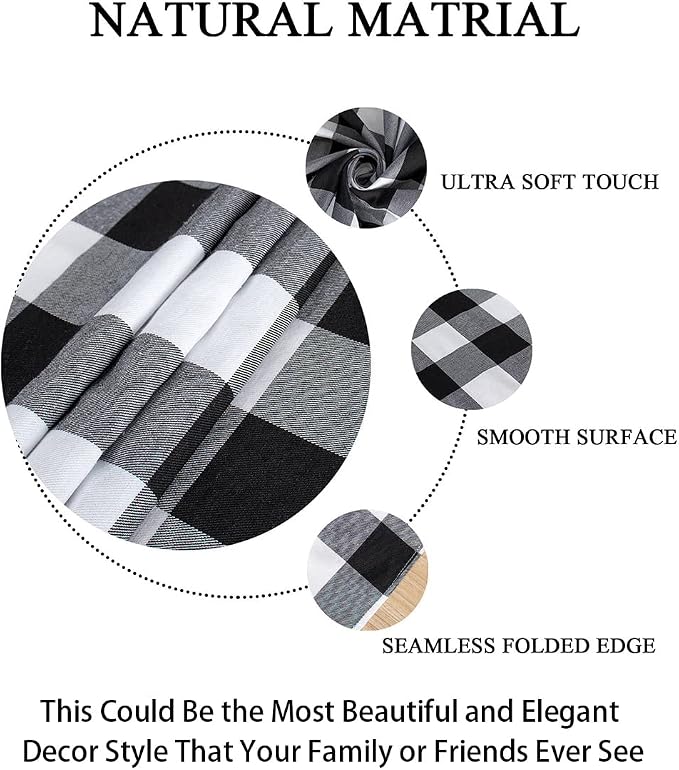 ShinyBeauty Checked Square Tablecloth 54x54-Inch Black and White Buffalo Plaid Tablecloth Washable Cotton Table Cover Gingham Tablecloth for Dining Room Table Linen Christmas