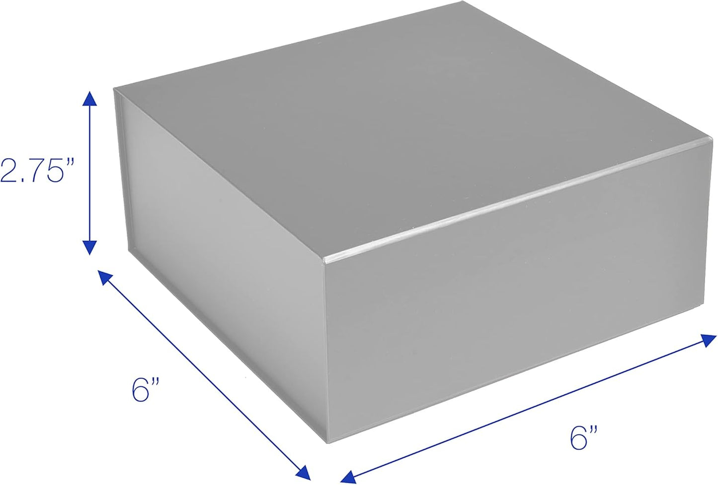 CECOBOX - Gift Boxes with Lids for Presents 6"x6"x2.75" - Matte, Collapsible Magnetic Closure Gift Box - Groomsmen & Bridesmaid Proposal Boxes, Wedding, PR, Birthdays, Holidays (Silver)