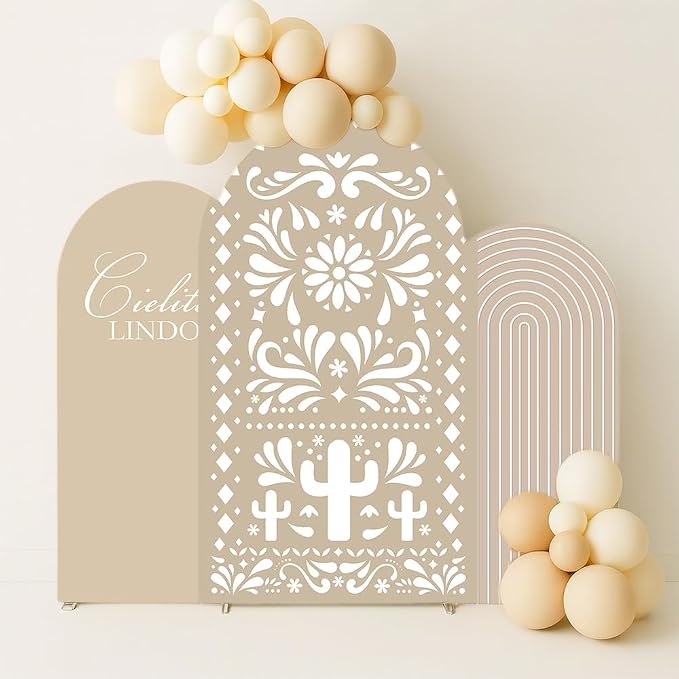 Set of 3 Arch Backdrop Cover Cielito Lindo Baby Shower Spandex Arch Fabric Cover for Mexican Bridal Wedding Birthday Party Decoration (6FT 6.6FT 7.2FT,Coffee)