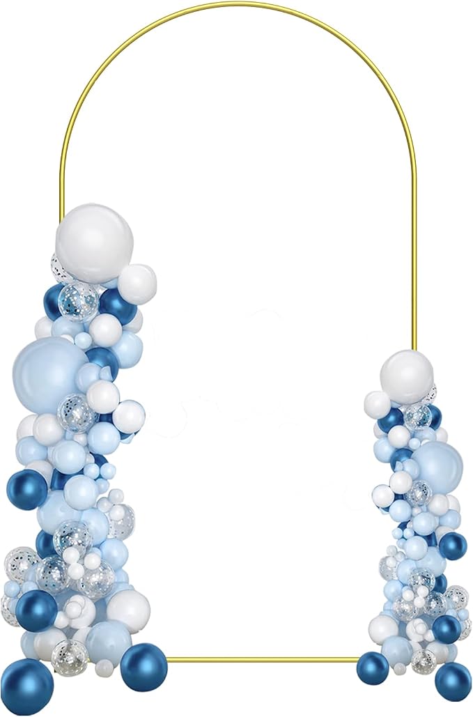 6FT Wedding Arch Backdrop Stand, Gold Metal Balloon Arch Stand, Upgraded Pre-Attached Parts Design Arched Backdrop Frame Decoration for Wedding, Birthday, Baby Shower, Graduation Ceremony Party