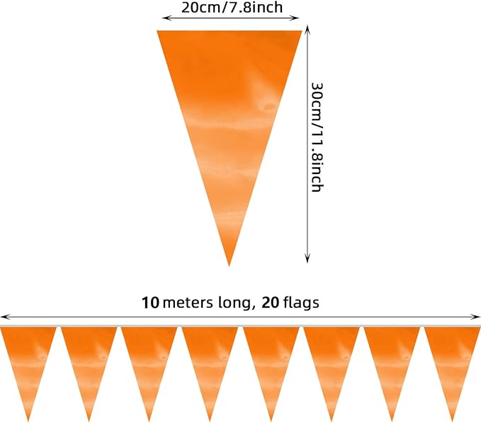 40M/130FT Macaroon Orange Triangle Pennant Banner Flag Metallic Fabric Bunting Garland for Christmas Graduation Anniversary Birthday Engagement Wedding Anniversary Casino Party Decorations Supplies