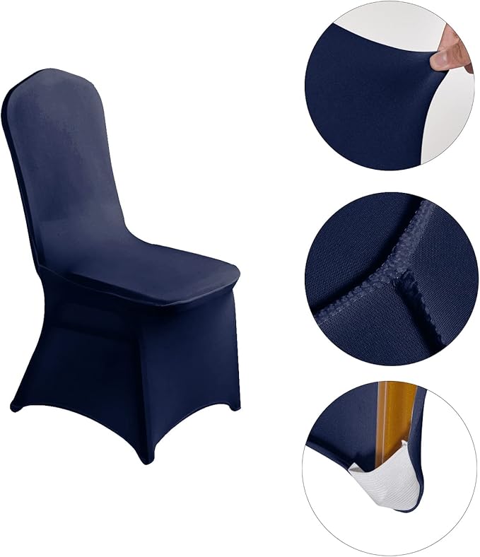 LZY 20pcs Spandex Chair Cover Stretch Slipcovers for Wedding Party, Dining Banquet Chair Decoration Covers (Navy, 20)