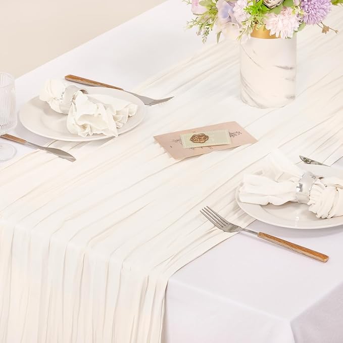MLMC 24 Pack Cheesecloth Napkins Wedding Napkins 21"x21" Boho Reusable Napkins in Bulk for Wedding Bridal Baby Shower Events Table Decor Ivory White