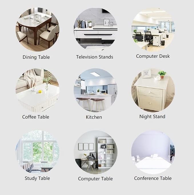 Clear Table Cover Protector 32 x 72 Inch, 1.5mm Thick Plastic Desk Protector Mat, Rectangular Waterproof PVC Placemats, Transparent Mat for Kitchen, Dresser, Writing Desk, Dining Room Table