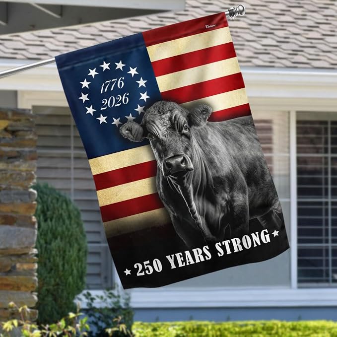 FLAGWIX 250 Years Anniversary Cattle Flag - Polyester Double-sided Yard Flags For Outside House Flag (29.5" x 39.5") - 4th of July Decorations for Home Yard Garden Decor Banner, Gifts For Men Women