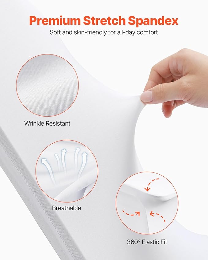 VEVOR 12 PCS White Folding Chair Covers, Kitchen Chairs Cover, Universal Washable Slipcovers Protector, Removable Chair Seat Covers, for Wedding Party Dining Room Banquet Event