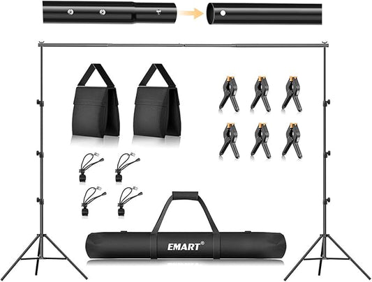 EMART Photo Backdrop Stand kit, 10 x 8.5 ft Back Drop Adjustable Frame for Photography, Photoshoot Banner Background Support Holder for Parties Dectoration