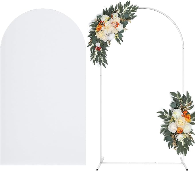 Arch Backdrop Stand with Spandex Arch Cover, 7.3 FT Wedding Balloon Arched Backdrop Stand Square Arch Frame for Birthday Party Bridal Baby Shower Background Ceremony Decoration