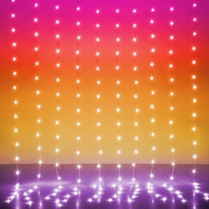 LED Curtain Lights 10ft x 8ft, 240 RGB Color Changing Fairy Lights | 200+ Lighting Modes,APP & Remote Control,Timer,Dimmable,Waterproof String Lights for Bedroom Wall Patio Party Christmas Decor