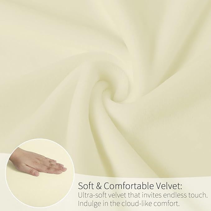 MOSAYT Velvet Stretch Chair Covers for Dining Room Set of 4 - Soft Slipcovers with Thick Removable Fabric for Parsons Chairs, Washable Seat Protectors for Kitchen, Banquet & Home Decor, Beige