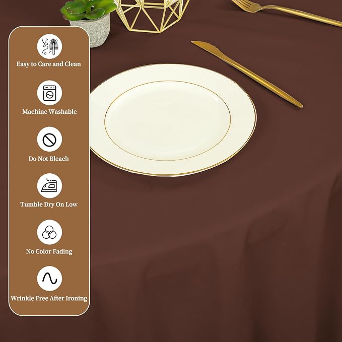 12 Pack Round Tablecloth 90 inch Brown Table cloths for Round Tables,Stain and Wrinkle Resistant Washable Polyester Tablecloths Brown Table Cloth Table 90 inchround Table Cloth for Wedding Party