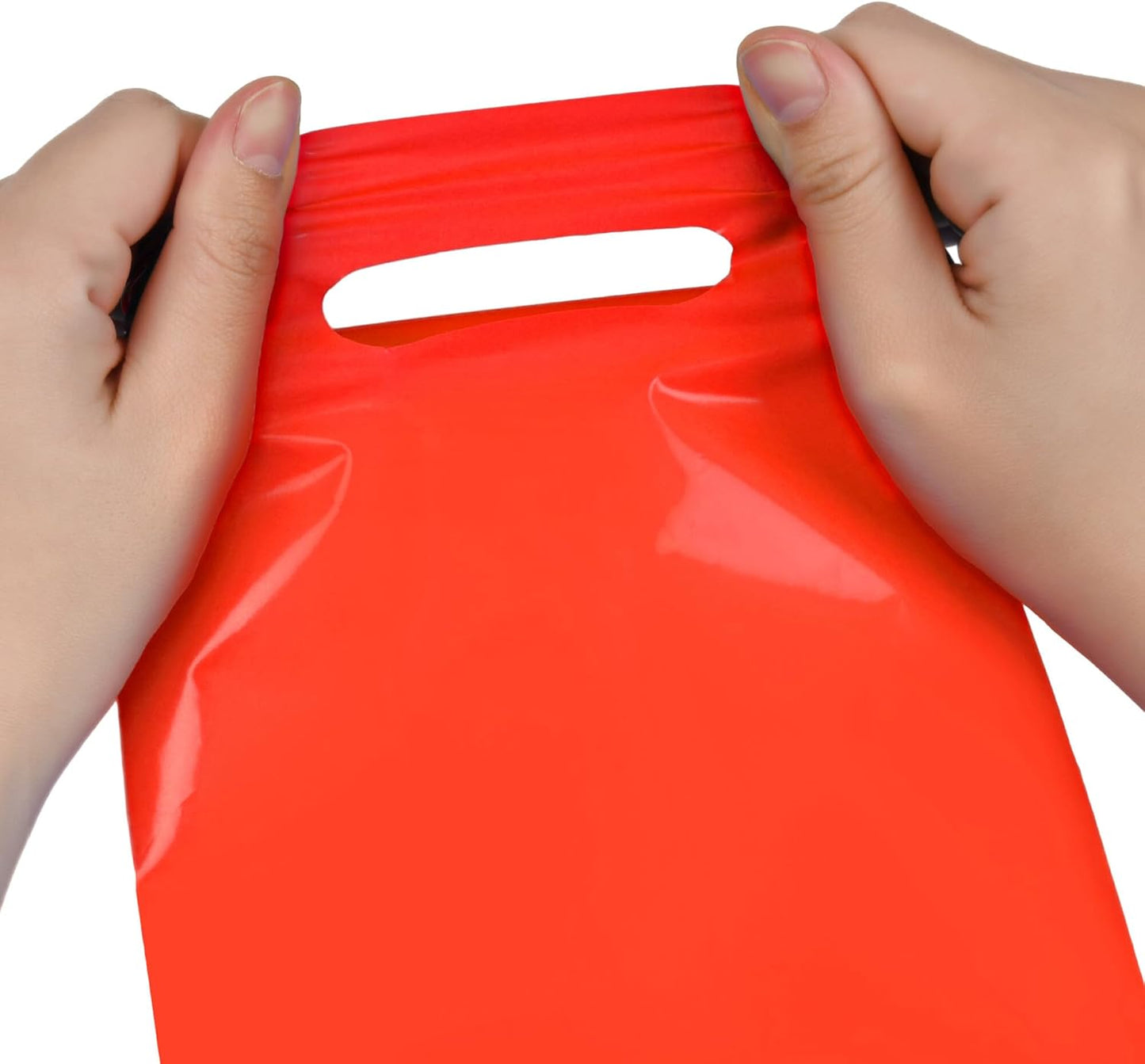 Red 100 PCS Small Gift Bags, 6"x8" Goodie Party Favor Bags with Handle, Treat Retail Pouches for Kids Birthday, Christmas, Small Business