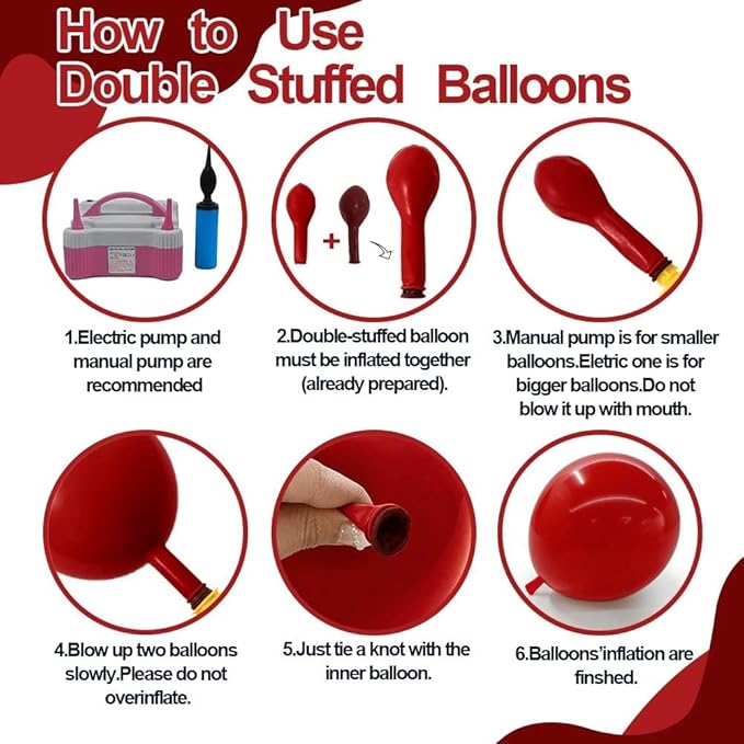 Red White Gold Balloon Arch Double Stuffed Burgundy Red Gold Pearl White Balloon Garland Kit Wine Latex Balloons for Mother's Day Birthday Wedding Engagement Graudation Party Decorations