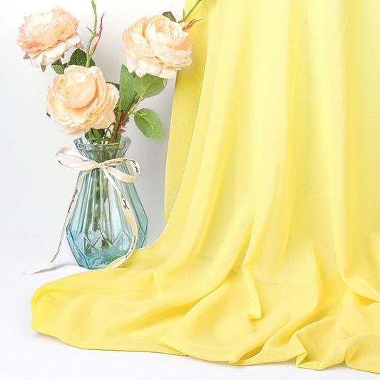 ShinyBeauty Semi-Sheer Chiffon Fabric 10 Yards 60" Wide - Light-Filtering Yellow Tulle for Wedding Arch Draping, Ceiling Decor, Photo Backdrops & Party Supplies