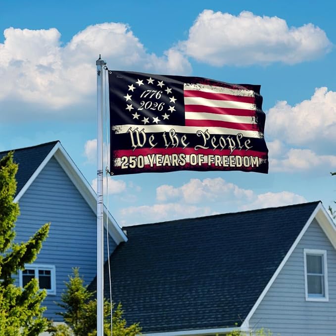 FLAGWIX 250 Years American Patriotic Grommet Flag - Polyester Double-sided Yard Flags For Outside, 3x5 ft - 250 Anniversary 4th of July Decorations for Home Yard Garden Decor Banner, Gifts for Men