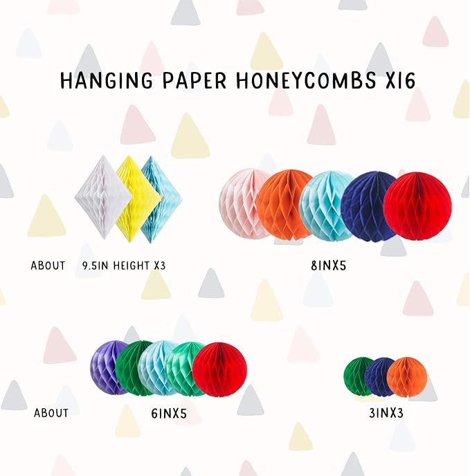 20Pcs Multi-Color Paper Honeycomb Balls Decoration Kit for Candy Bar Birthday Party Decor Rainbow Colourful Baby Bridal Shower Wedding Supplies Home Club Bar Decoration Easter Summer (Rainbow)