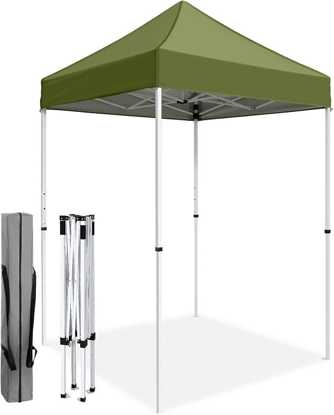 COOS BAY 5x5 Pop Up Canopy Tent, Portable Lightweight Sun Shelter with Carry Bag, Easy Setup Outdoor Canopy for Beach, Camping, Sports & Backyard Shade, Grass Green