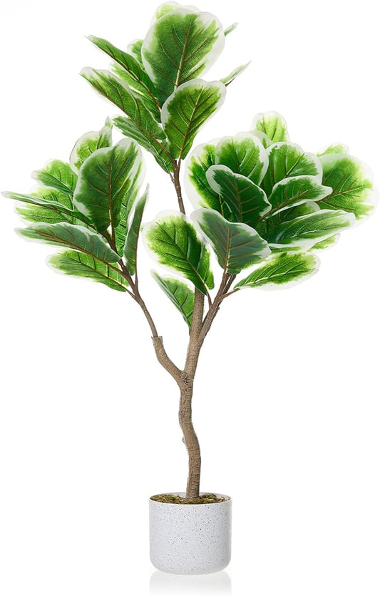 Garvee 3.3FT Artificial Fiddle Leaf Fig Tree with Pot, Evergreen Tall Fake Plants, Large Potted Fake Fig Trees Floor Plants for Living Room Decor Office Entryway