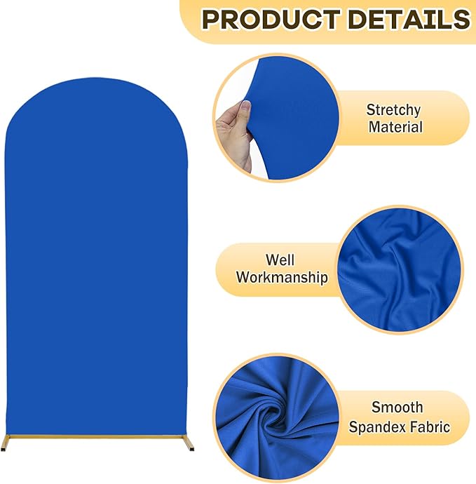 Blue Arch Covers Stretchy Backdrop Wedding Arch Cover 6.6ft Spandex Fitted Backdrop Cover Double Side Arch Stand Cover Chiara Arch Cover for Wedding Baby Shower Party Celebration Decoration