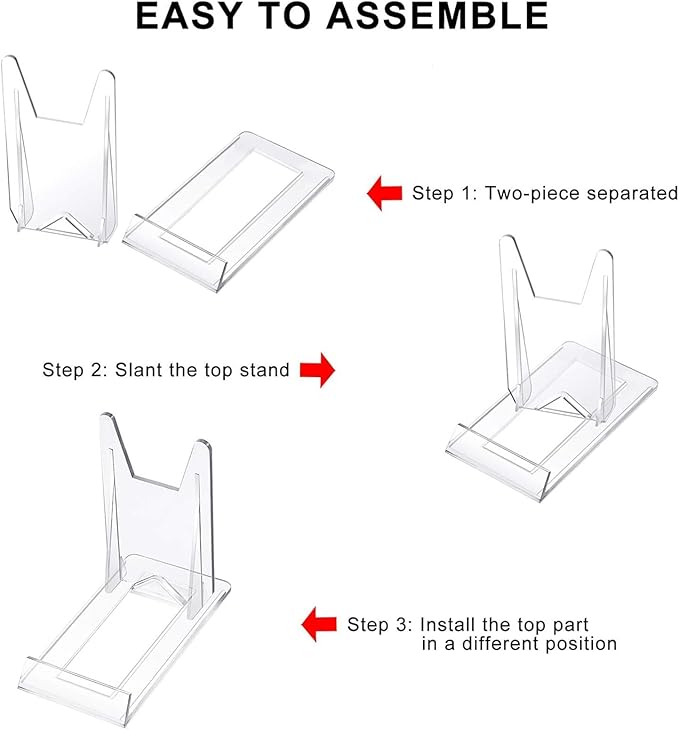 Zonon 72 Pcs Acrylic Adjustable Plate Stands For Display Plastic Stand Holders Picture Plate Holders Clear Mini Easels Stands to Display Pictures for Home Office Supplies Festival Party Decoration
